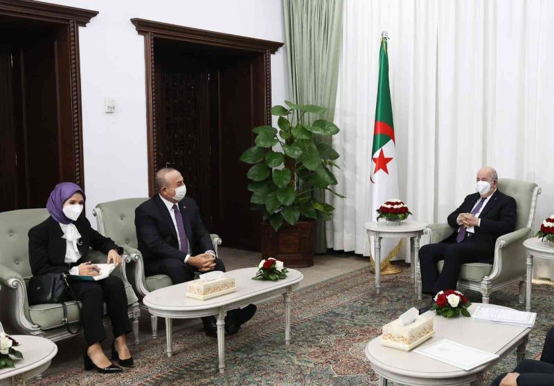 Bakan Çavuşoğlu, Cezayir Cumhurbaşkanı Tebbun tarafından kabul edildi
