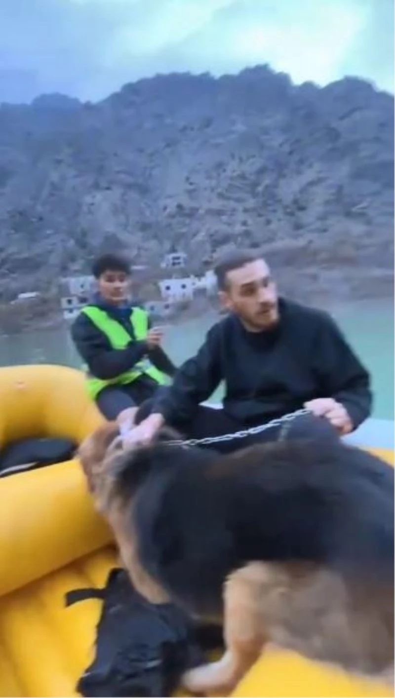 Artvin’de baraj sularının yükseldiği köyde mahsur kalan köpek botla kurtarıldı
