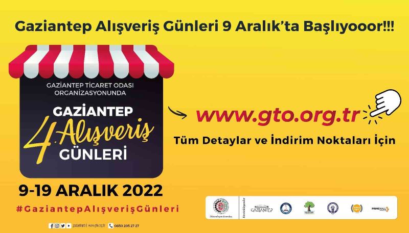Geleneksel Gaziantep Alışveriş Günleri 9 Aralık’ta başlıyor.
