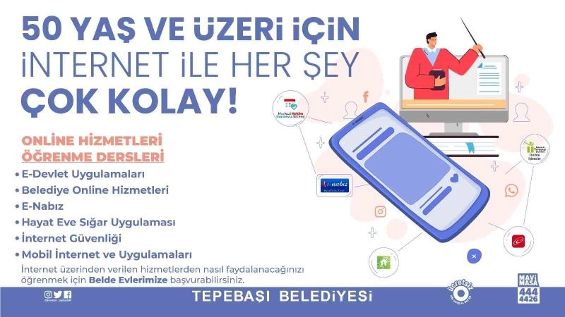 Tepebaşı’ndan 50 yaş ve üzeri vatandaşlar için “Online Hizmetleri Öğrenme Dersleri”
