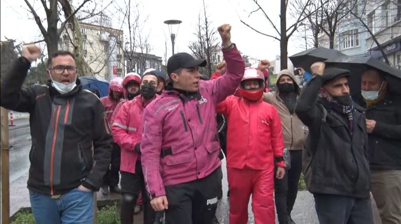 Yemeksepeti çalışanları Almanya Başkonsolosluğu önünde eylem yaptı
