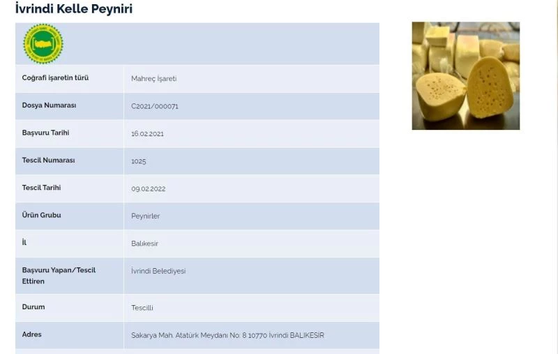 İvrindi kelle peyniri artık coğrafi işaretli
