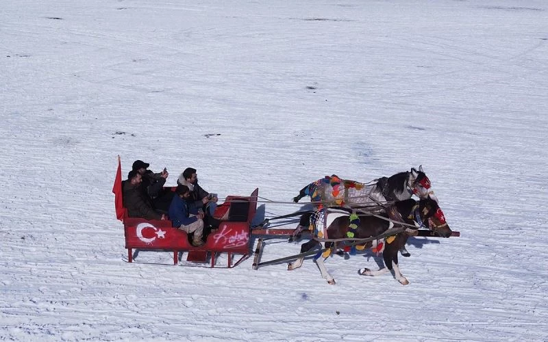 Çıldır Gölü’nde ’atlı kızak’ heyecanı devam ediyor
