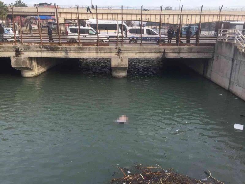 Nehirde bulunan erkek cesedi vinçle çıkarıldı
