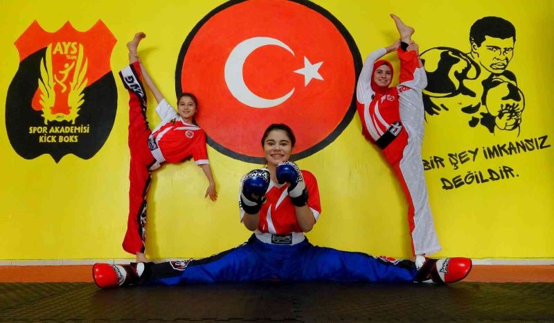 Kick boksçu kız kardeşlerin hedefi dünya şampiyonluğu
