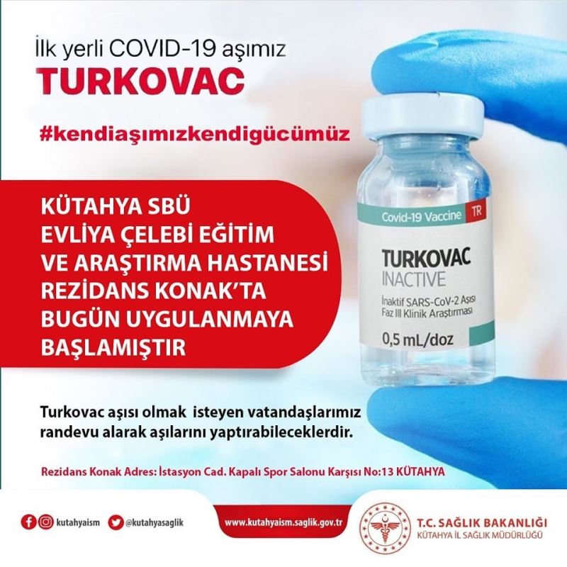 Yerli aşı Turkovac Kütahya’da uygulanmaya başlandı
