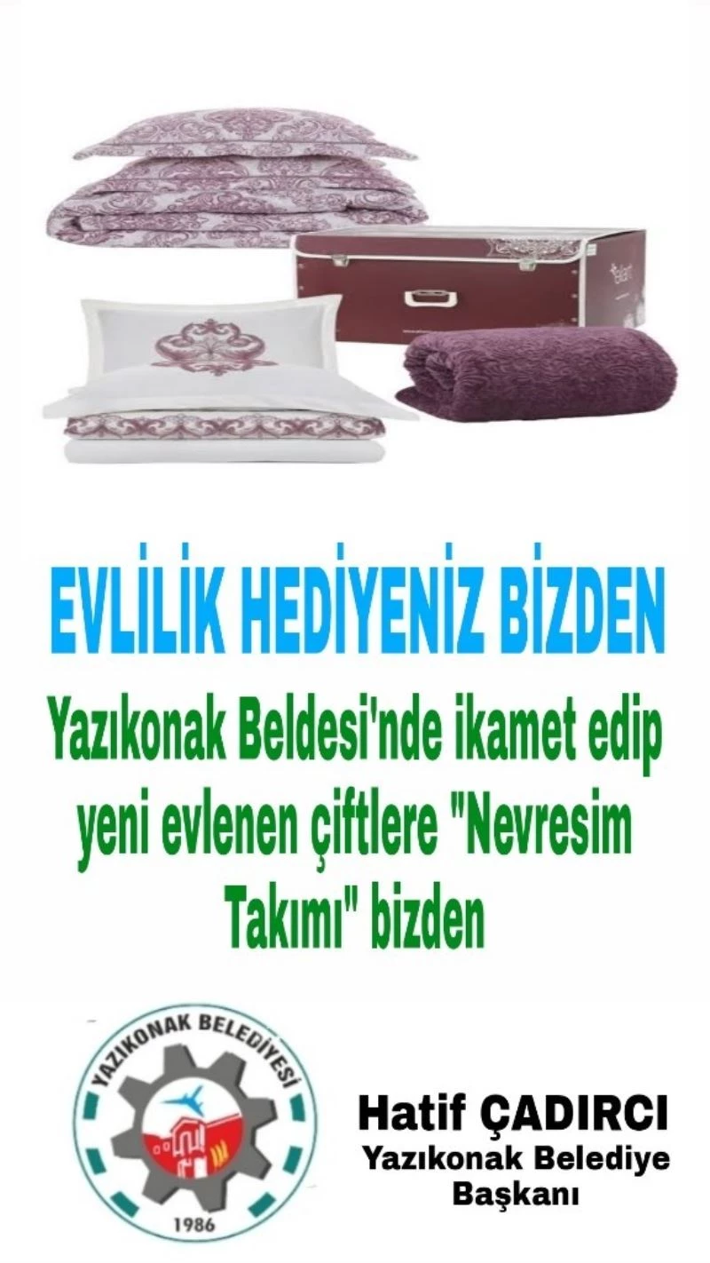 Yazıkonak Belediyesi’nden yeni evlenecek çiftlere destek
