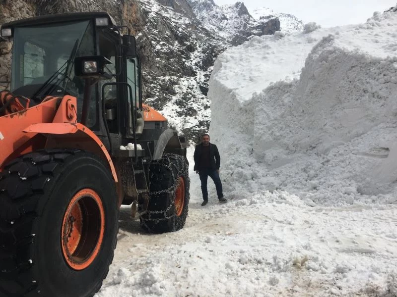Batman’da köy yoluna düşen çığ, 12 saatlik çalışmayla temizlendi
