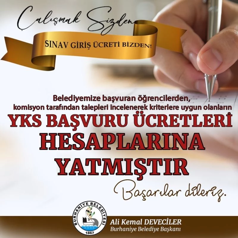 Belediye Üniversite sınavı ücretlerini yatırdı
