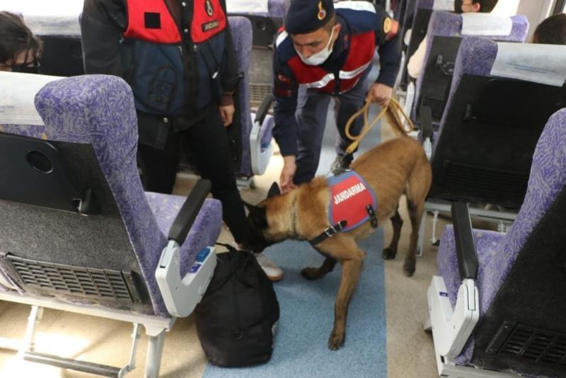 Bursa jandarmasından trende köpekli denetim
