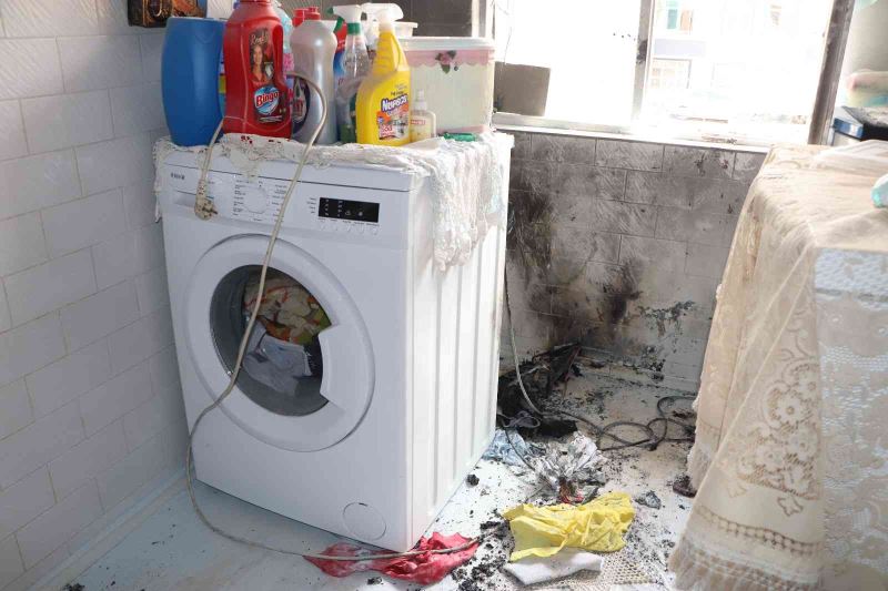 Çamaşır makinesi kablosu alev aldı: 1 yaralı
