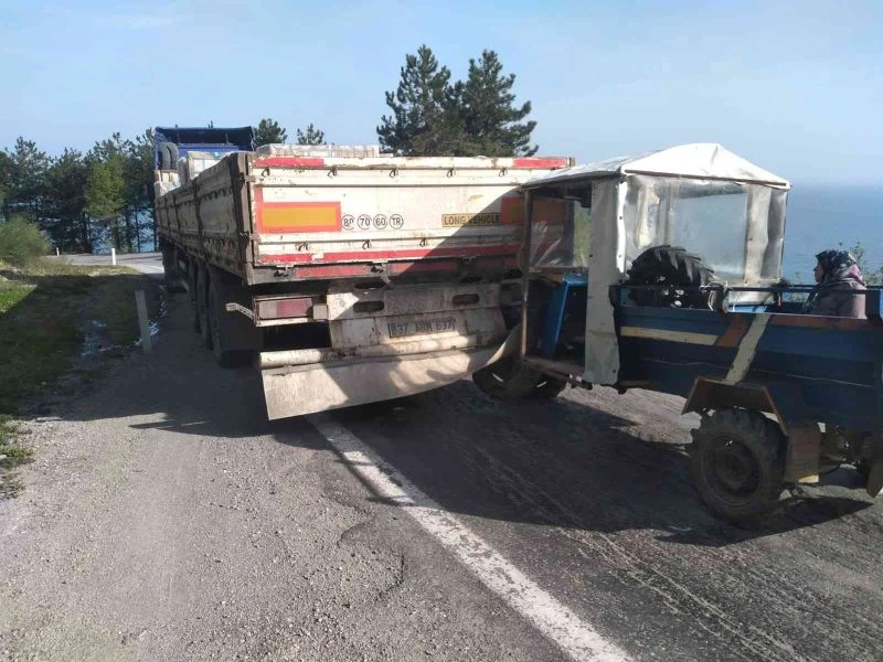 Pat pat tıra çarptı, buruları bile kanamadan kurtuldular
