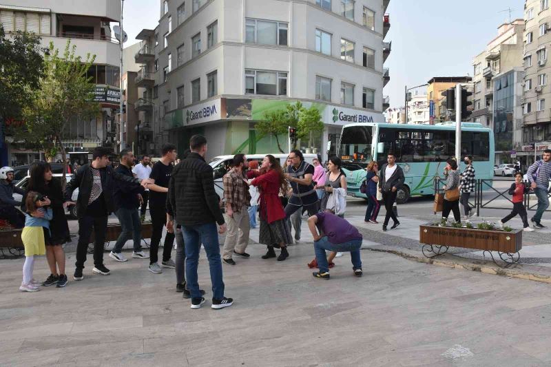 Kadına şiddeti gerçek sanıp müdahale etmek istediler
