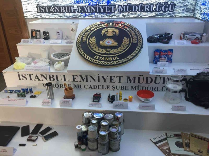 Hücre evinde ele geçirilen patlayıcılar emniyette sergilendi
