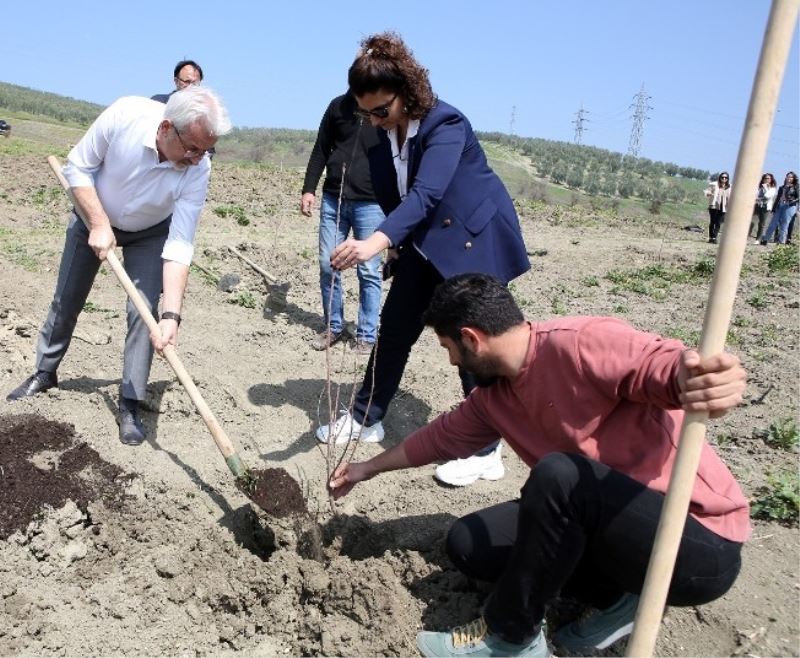 Nilüfer’de ekoçiftlik meyve fidanlarıyla donatıldı
