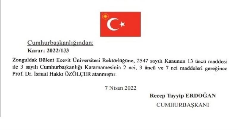 Zonguldak Bülent Ecevit Üniversitesi Rektörü değişti
