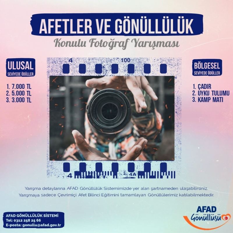 AFAD gönüllüleri için “Afetler ve Gönüllülük” konulu fotoğraf yarışması düzenlenecek
