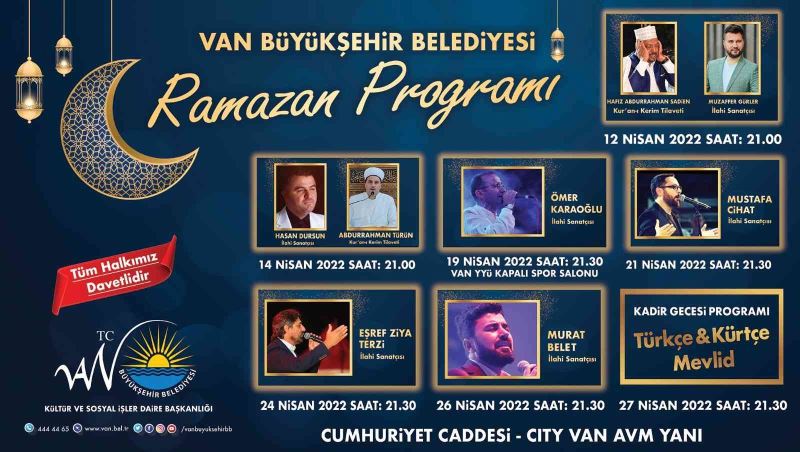 Van Büyükşehir Belediyesi etkinlikleriyle Van’da Ramazan dolu dolu yaşanacak
