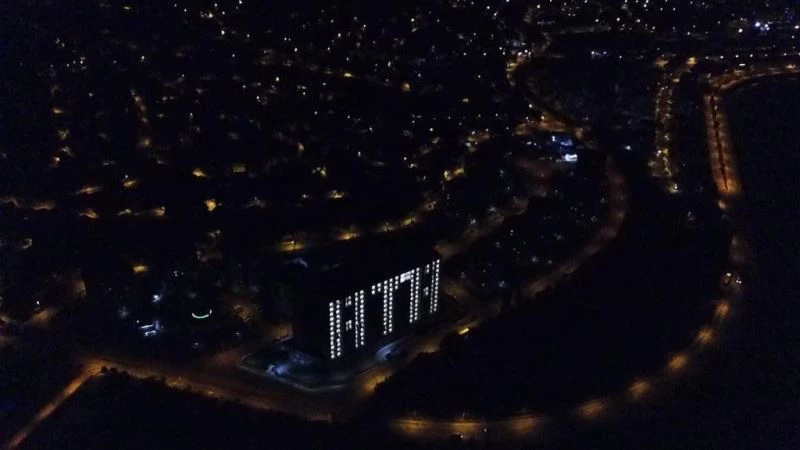 Öğrenci yurtlarının ışıklarıyla “ATA” ve “1919” yazılı görsel şölen
