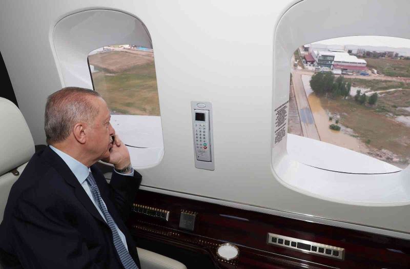 Cumhurbaşkanı Erdoğan, selden etkilenen Akyurt’ta havadan incelemede bulundu

