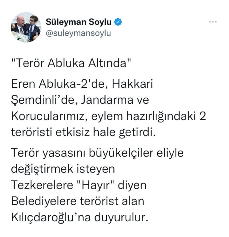 İçişleri Bakanı Soylu: 