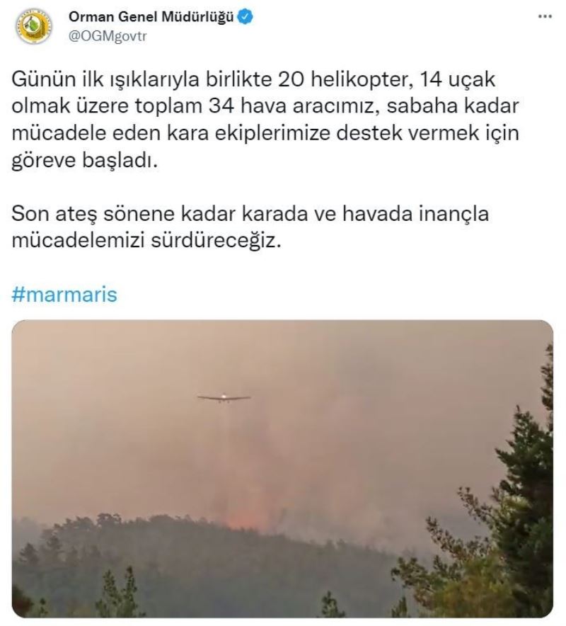 OGM: “20 helikopter, 14 uçak olmak üzere 34 hava aracı göreve başladı”
