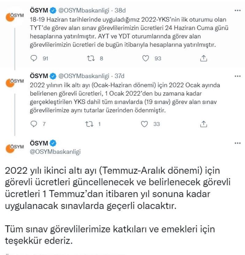 ÖSYM’den sınav görevlilerinin ücretlerinde güncelleme açıklaması
