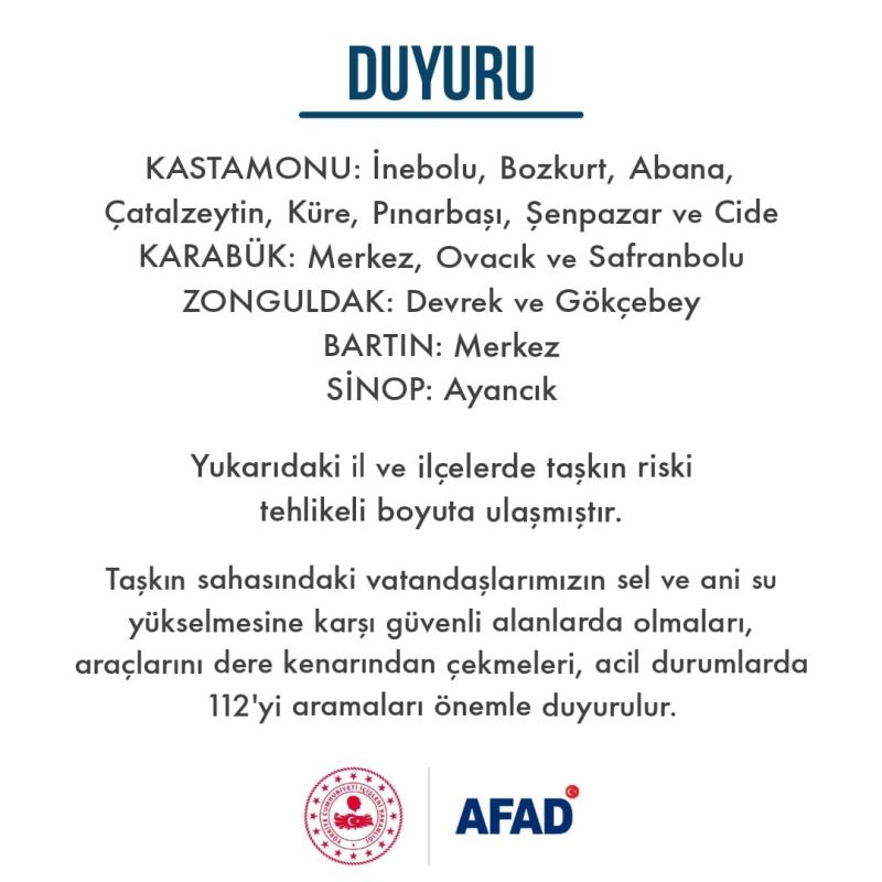 AFAD Batı Karadeniz’de meydana gelebilecek sel ve taşkınlara karşı önlemleri arttırdı
