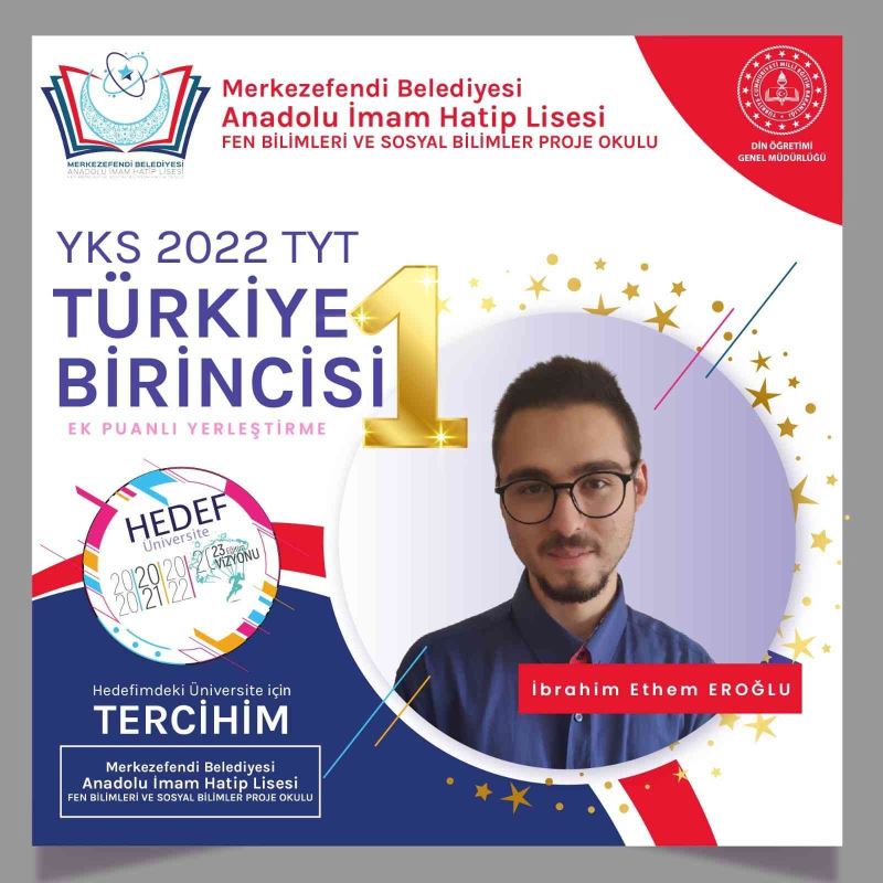 Merkezefendi Anadolu İmam Hatip Lisesi, TYT Türkiye birincisi çıkardı
