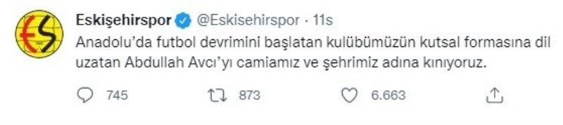 Eskişehirspor’dan Abdullah Avcı’ya ‘Eskişehirspor’da oynamıyorsun ki’ tepkisi

