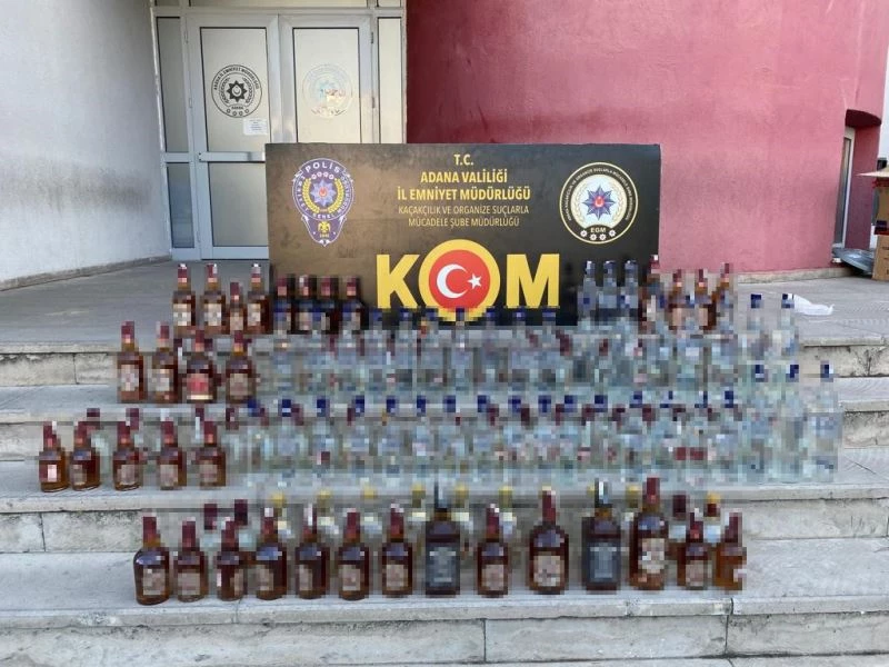 Adana’da 319 şişe sahte içki ele geçirildi
