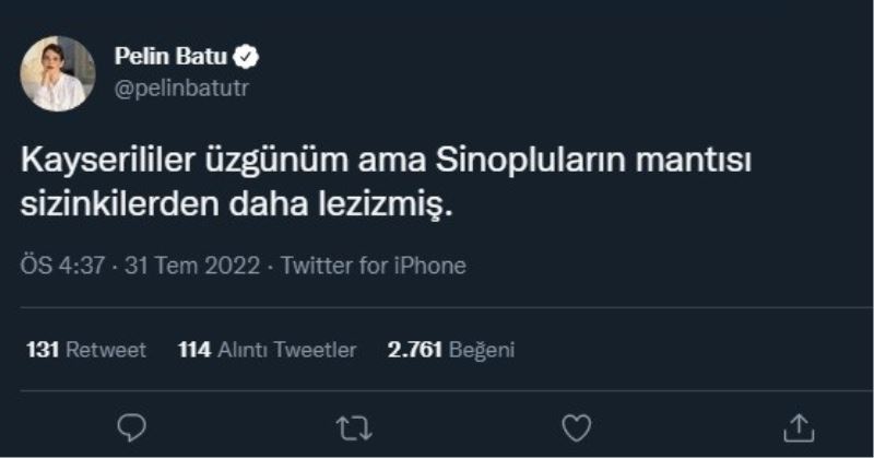 Oyuncu Pelin Batu’dan Kayserilileri üzecek paylaşım
