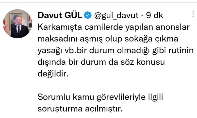 Gaziantep Valisi Gül: 