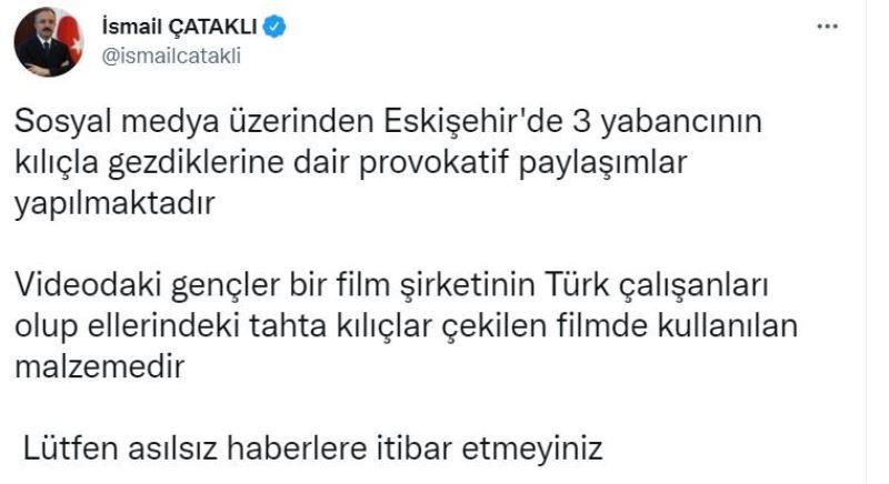 İçişleri Bakan Yardımcısı Çataklı’dan provokatif paylaşımlar hakkında açıklama
