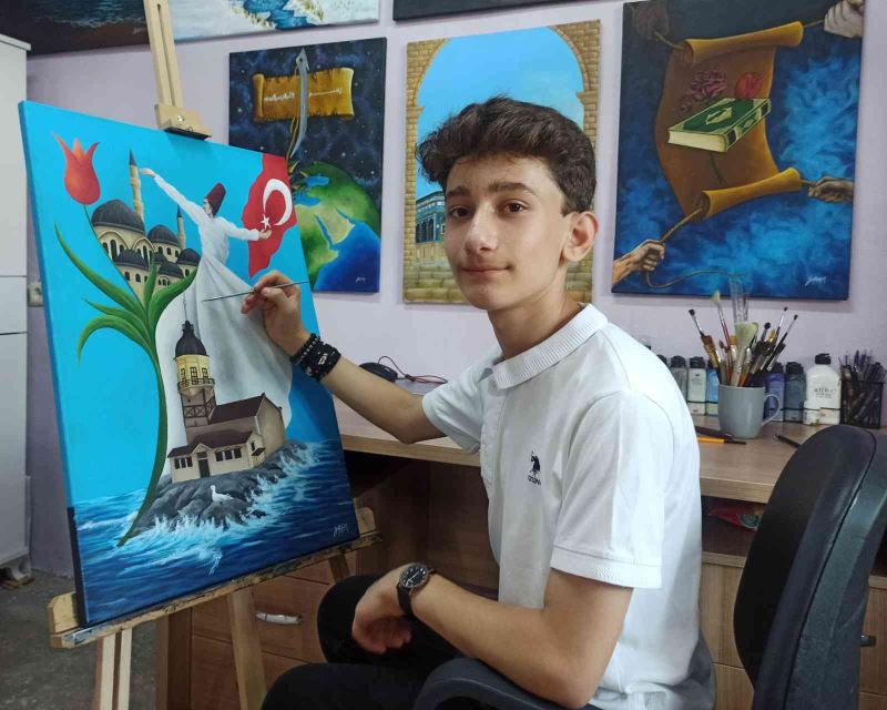 Trafik kazasının ardından resim yapmaya başladı, Türkiye birincisi oldu
