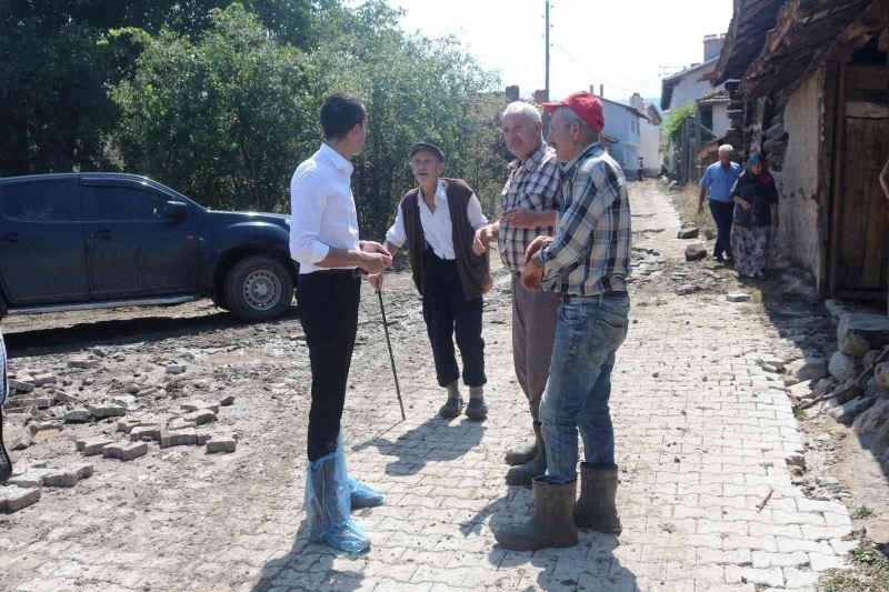 Kaymakam Okumuş, selden zarar gören Kırık ve Muratlı köyünde incelemelerde bulundu
