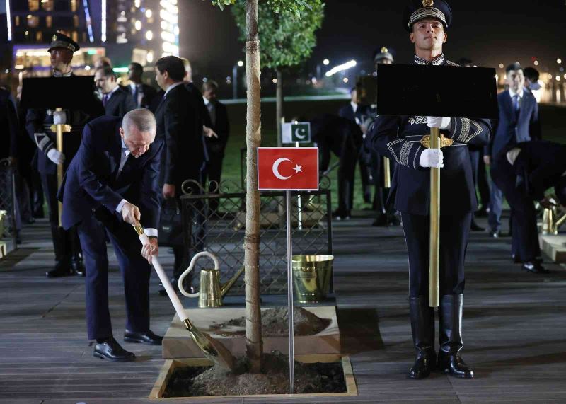 Cumhurbaşkanı Erdoğan, Semerkant’ta ağaç dikti

