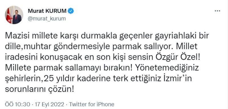 Bakan Kurum’dan CHP’li Özgür Özel’e yanıt: 