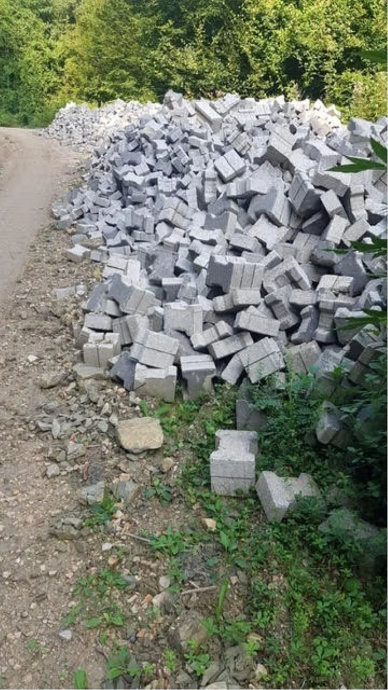 Yollarının yapılması için kendi imkanlarıyla parke taşı alan köylüler yardım istedi
