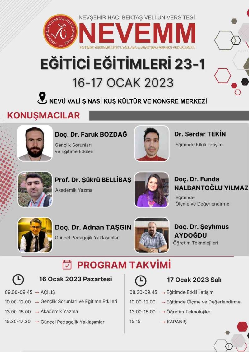 NEVÜ ’de  ’NEVÜ Eğitici Eğitimleri 23-1’  programı düzenlenecek
