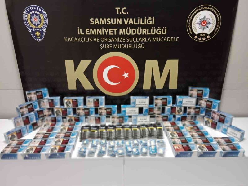 Samsun’da kaçak makaron, TAPDK bandrolü ve boş sigara paketleri ele geçirildi

