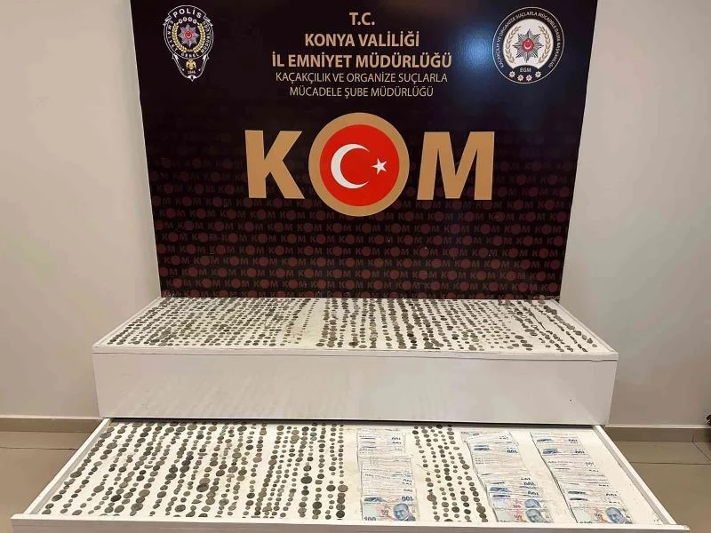 Konya’da polisin durdurduğu araçtan bin 460 adet sikke çıktı
