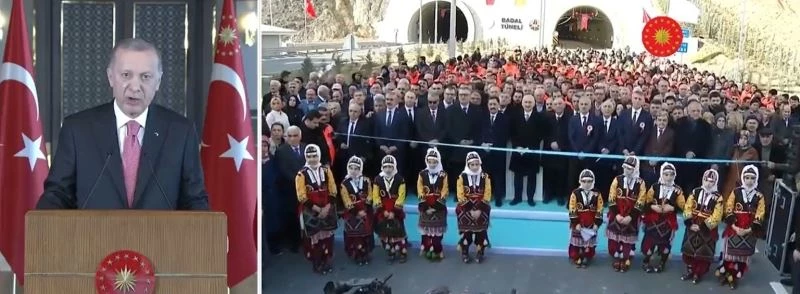 Cumhurbaşkanı Erdoğan, Badal Tüneli’nin açılışını canlı bağlantıyla yaptı
