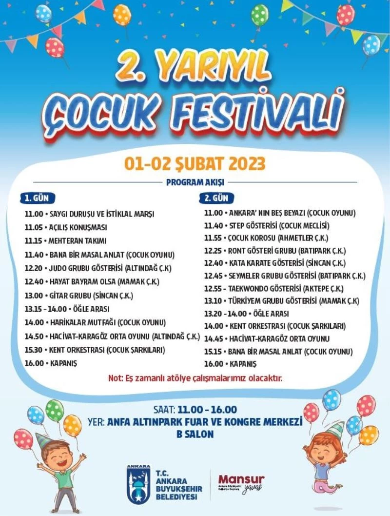 Başkent’te Yarıyıl Çocuk Festivali başlıyor
