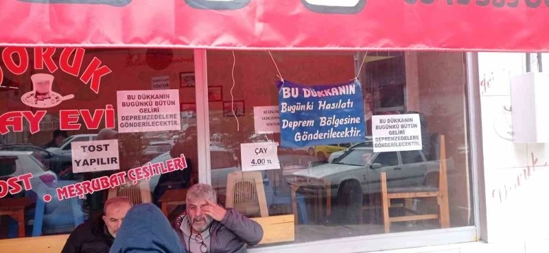 Çayevi, hasılatını deprem bölgesine bağışladı
