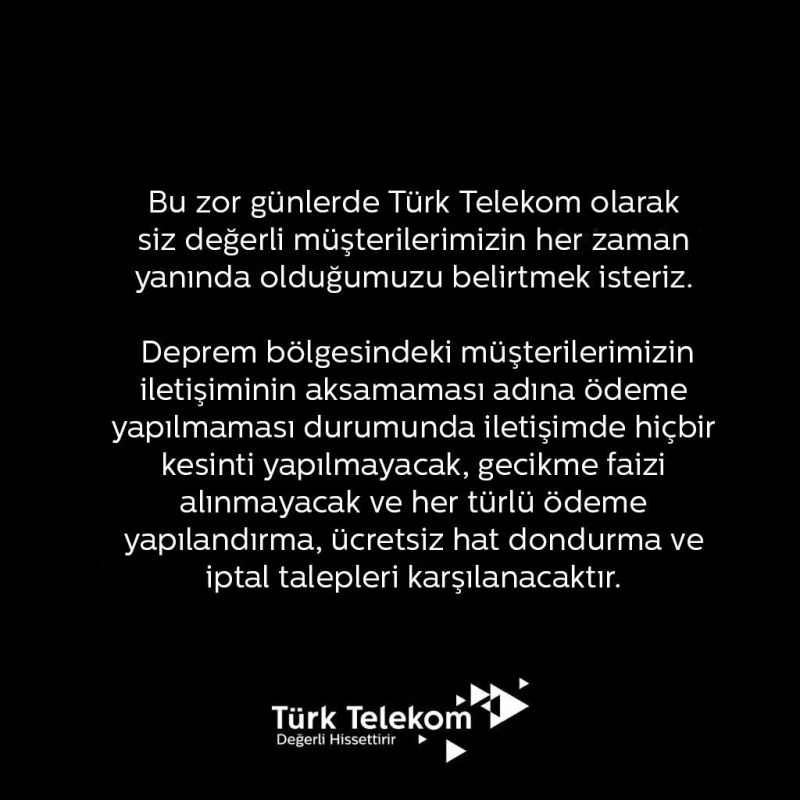 Türk Telekom’dan deprem bölgesindeki faturalara ilişkin açıklama
