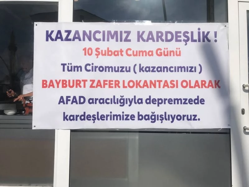 Bayburt esnafı depremzedeler için işyerlerinde çalışıyor günlük kazançları deprem bölgesine bağışlanacak
