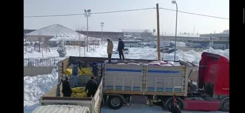 Depremden etkilenen hayvanlar için bölgeye yem gönderildi
