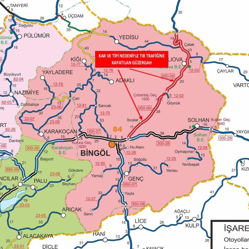 Bingöl-Erzurum ile Bingöl-Diyarbakır karayolu tır trafiğine kapatıldı
