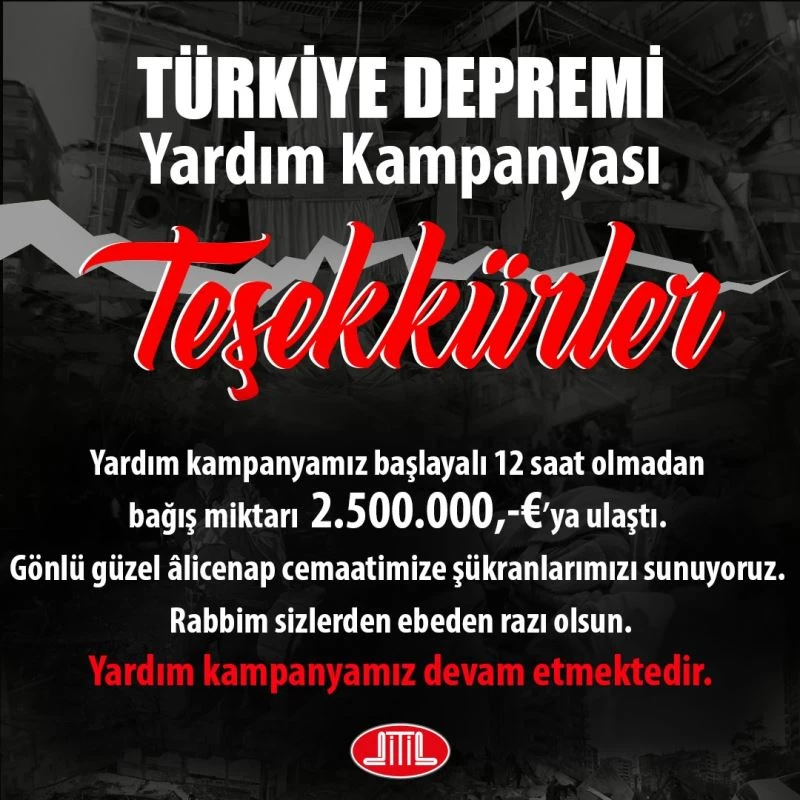 DİTİB’in Türkiye’ye yardım kampanyasında 12 saatte 2,5 milyon euro toplandı
